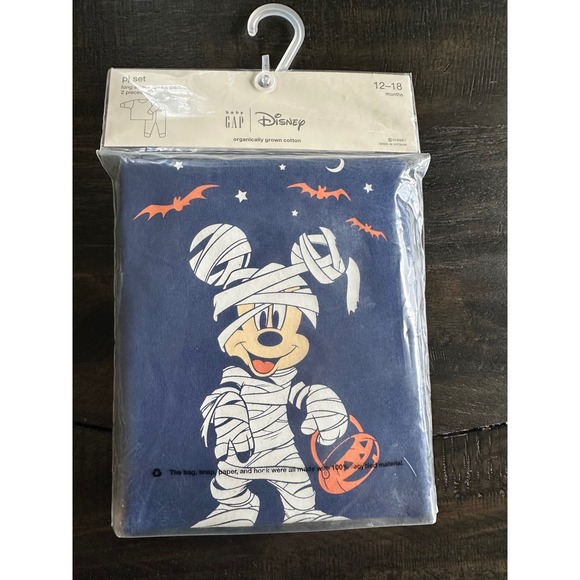 Baby Gap Disney Mummy Mickey Mouse Pajama Set 12-18 Months Halloween NIP adorbs - Picture 1 of 2